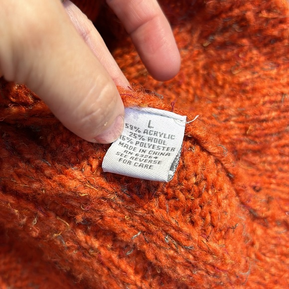 Wool Blend Orange Harvest 3 Button Cable Sweater - Picture 11 of 12